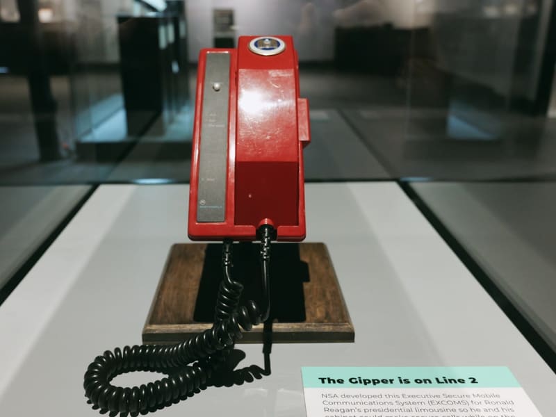 Red Motorola secure telephone from Reagan's presidential limousine