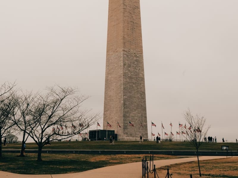 The Washington Monument under an overcast winter sky