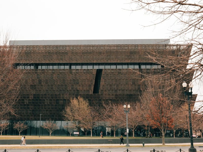 The bronze-latticed National Museum of African American History and Culture