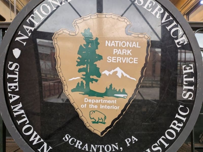 Steamtown National Historic Site emblem, National Park Service arrowhead, Scranton PA