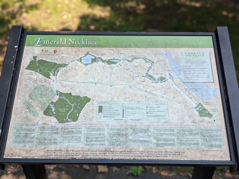An interpretive map of Boston's Emerald Necklace park system