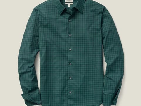 Green Gingham Tech Button Down