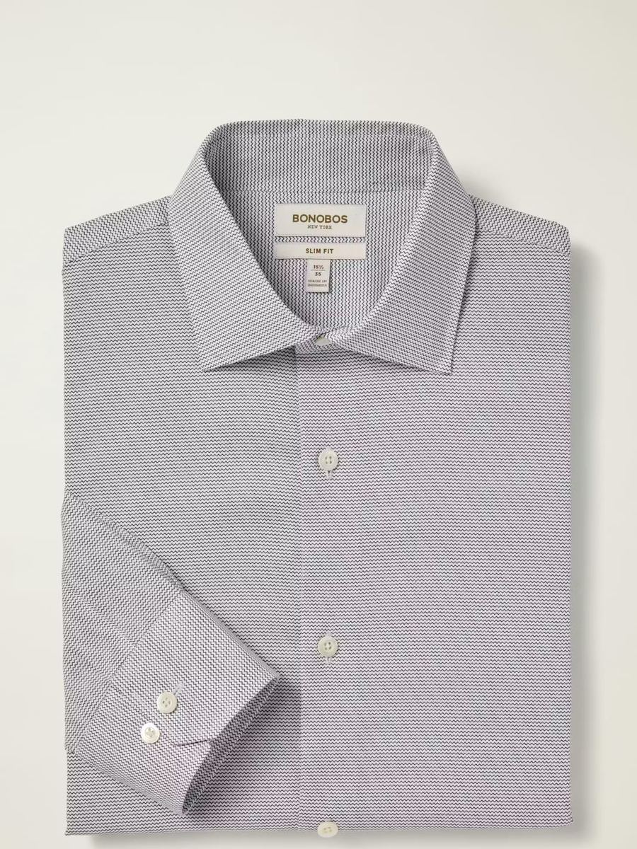 White Navy Zig Zag Bonobos Button Down
