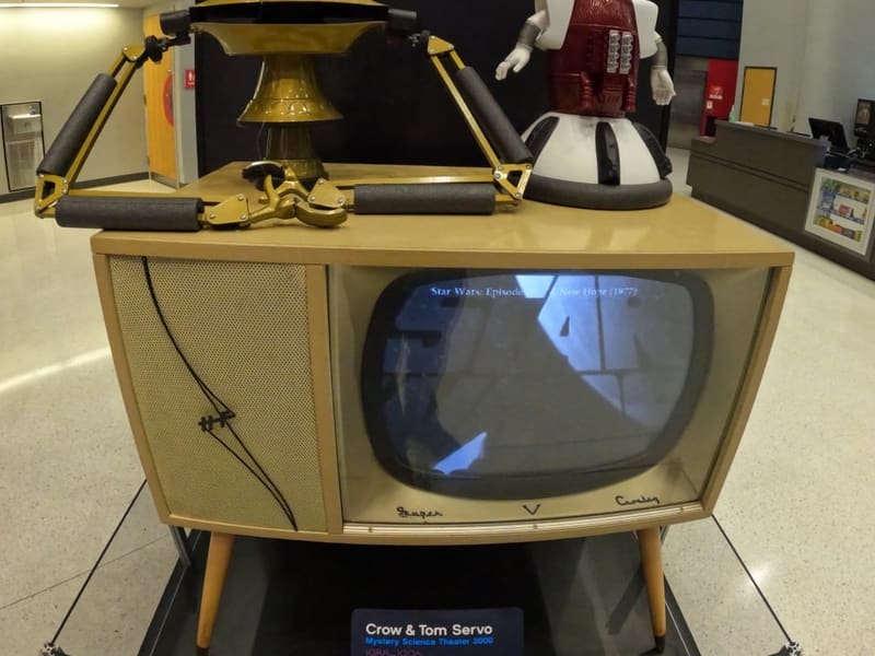 Crow T. Robot and Tom Servo of Mystery Science Theater 3000 on display