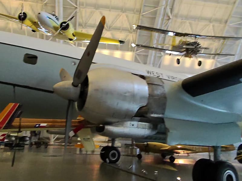 Walking among historic aircraft in the hangar
