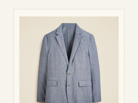 Light Blue Cotton-Linen Suit Jacket