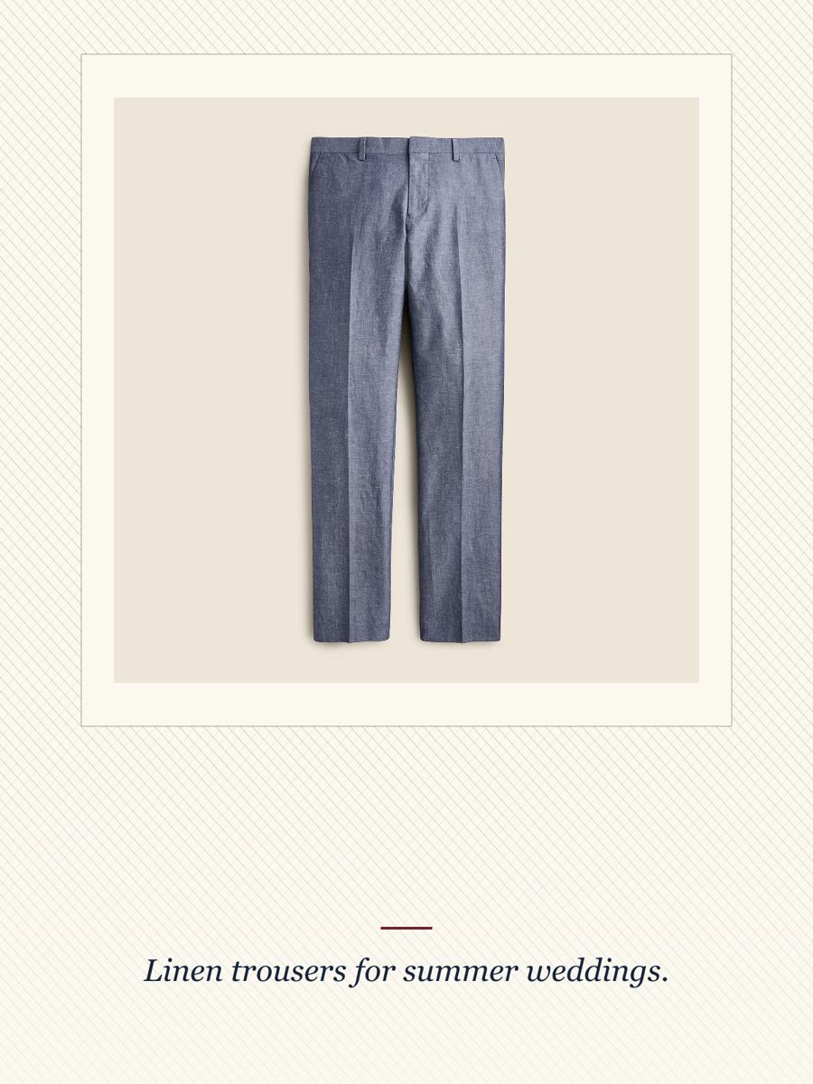 Light Blue Cotton-Linen Suit Pants