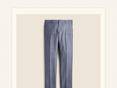 Light Blue Cotton-Linen Suit Pants