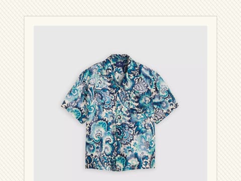 Blue Short-Sleeve Camp Shirt
